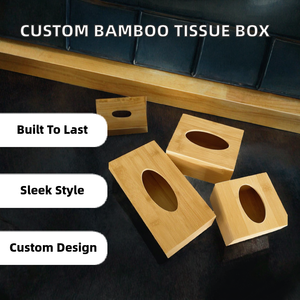 Porta pañuelos de bambú moderno y duradero, personalizable, para restaurantes y hoteles, venta al por mayor, marca personalizada - Product Image 2
