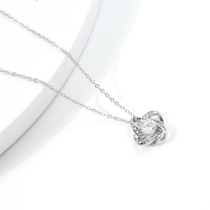 Collier pendentif en zircon brillant avec trèfle à quatre feuilles cadeau en acier inoxydable à la mode pour fille meilleure amie Style étoile éternelle - Product Image 2