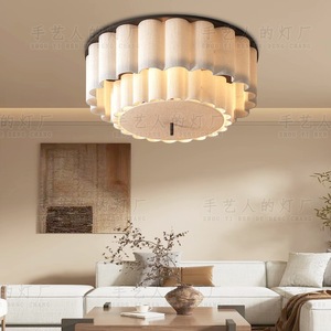 Plafonnier de style vintage couleur crème, design minimaliste pour salon, chambre à coucher, lampes à économie d'énergie montées en surface - Product Image 4