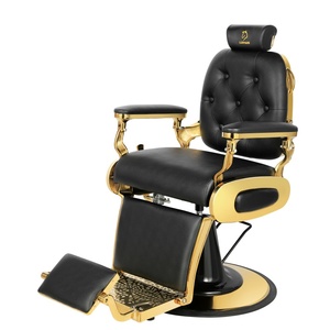 Poltrona da Barbiere Vintage Grigia con Pompa Idraulica, in Pelle Sintetica, Arredamento per Salone di Bellezza e Parrucchiere, per Soggiorno e Scuola - Product Image 1