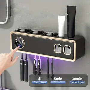 2024 salles de bains rechargeables porte-brosse à dents de stérilisation intelligente deux distributeur de dentifrice stérilisateur <span class=keywords><strong>UV</strong></span> multi-tasse - Product Image 6