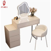 Table de maquillage en bois blanche et grise avec miroir et tiroirs pour chambre à coucher, vente en gros d'usine