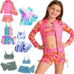 Maillots de bain pour filles, ensemble de bikinis pour enfants, impression de logo personnalisé, maillot de bain <span class=keywords><strong>tankini</strong></span> pour filles, nouveau design, robe de bain mignonne pour enfants, ensemble 3 pièces - Product Image 1