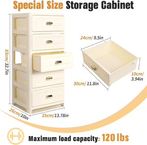 Cajonera de Múltiples Niveles en Color Blanco y Gris, Organizador de Ropa Tipo Cajón para Dormitorio, Armario de Plástico de Gran Capacidad - Product Image 3