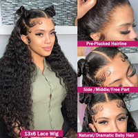 Perruque prête à porter pré-épilée 40 pouces 13x4 HD avec dentelle frontale fondue sans colle, perruque de cheveux humains vierges bruts bouclés profonds