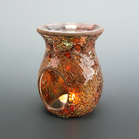 Brûleur d'huiles essentielles artisanal de Noël, motif mosaïque rouge et argenté, pour la décoration intérieure, senteurs aromatiques de rose, lavande, pin, menthe bonbon, clou de girofle - Vente chaude