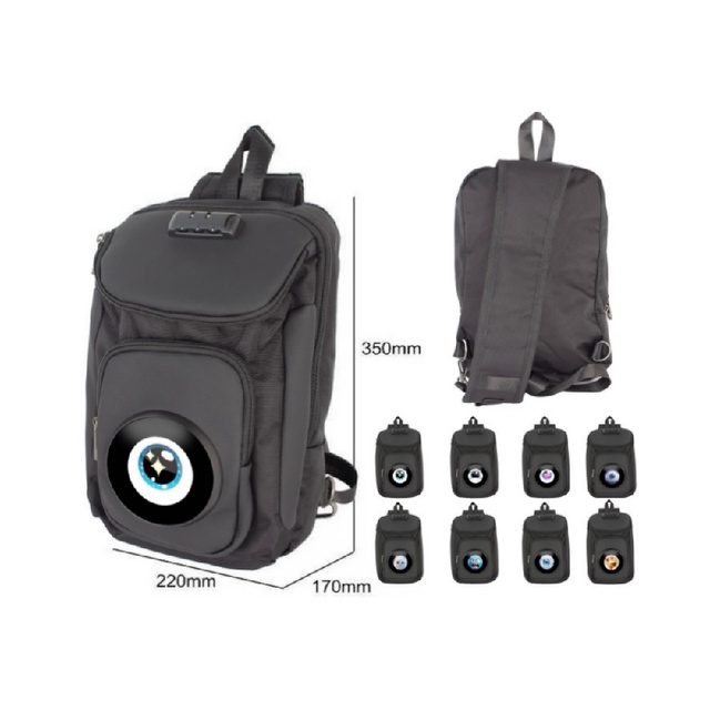 Bluetooth 5.3 Backpack Speaker Boombox 1.5'' Display 1500mAh 10W Touch Control 8 Expressions Outdoor Audio Loudspeaker