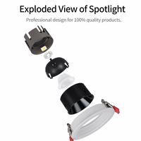 Spot LED encastré directionnel anti-éblouissement, orientable, COB, en fonte, dimmable, pour éclairage mural, magasins de détail, bijouteries et présentoirs d'art