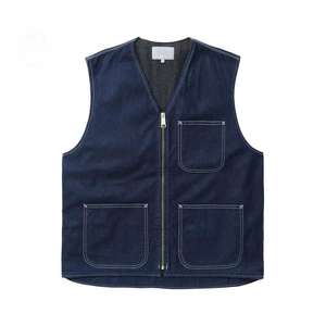 OEM 하이 퀄리티 사용자 정의 로고 남자의 멀티 포켓 도구 조끼 야외 작업 조끼 셰르파 데님 조끼 - Product Image 1