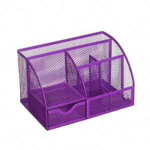 Mesh Office Desk Organizer with Sticky Notes <b>6</b> Compartments Desk Accessories Organizer with <b>Drawer</b> Desk Caddy Pen Holder - Product Image 4