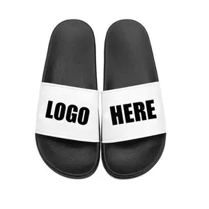 Sandalias personalizadas con logotipo en blanco para hombre y mujer, zapatillas de PVC, chanclas, calzado de verano Unisex