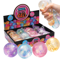 Balle souple et extensible en TPR, transparente et colorée, avec paillettes, jouet sensoriel anti-stress, cadeau