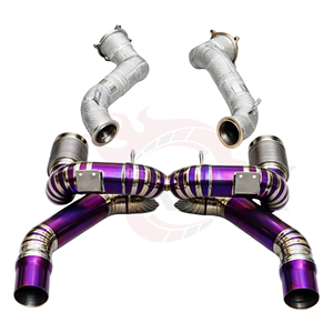 Vortex Titanium Full Exhaust System & Heat Shield Front Pipes for McLaren 720S 4.0L V8 Biturbo Racing Straight X-Pipe <b>Kit</b> - Product Image 4