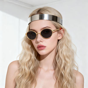 Gafas de Sol Ovaladas Pequeñas de Metal Retro de Moda Nueva 2026 STORY GY02555 para Mujer y Hombre, Gafas de Sol de Diseñador de Marca <span class=keywords><strong>Y2K</strong></span> con Remaches Estilo Steampunk - Product Image 2
