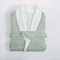 Peignoir de luxe double couche, tissu extérieur lisse, doublure en tissu éponge absorbant, robe de nuit confortable pour hôtel et vente en gros