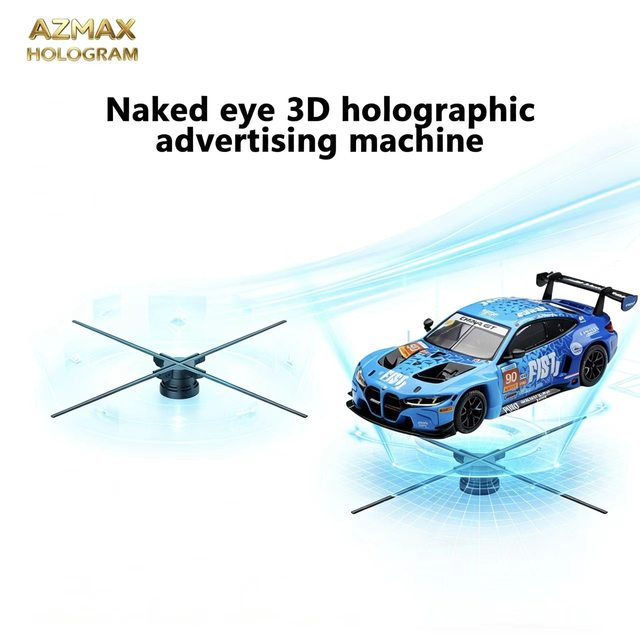 AZMAX 52cm Naked 3D Hologram Projector LED Fan 4 Blades Outdoor Display Wedding Events Holographic Advertising Equipment