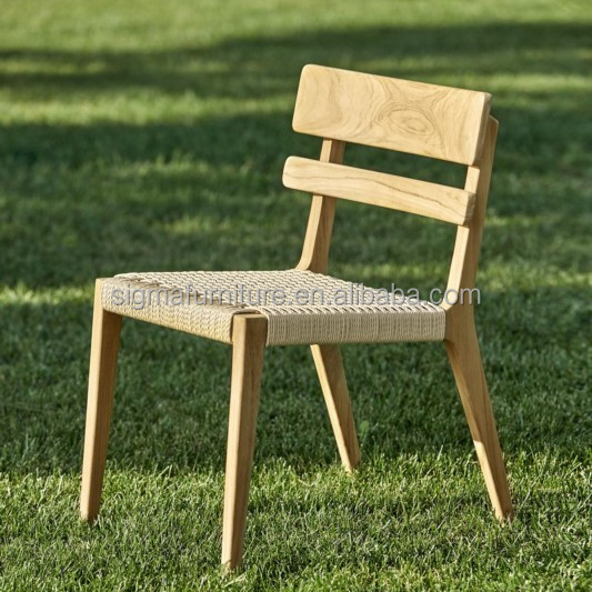 Modern Furniture Chair without Arm  Outdoor Use Solid Teak Wood Frame High End Dining Side Chair Armless Chair