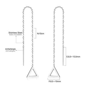 Wholesale Triangle 18K Gold Plated Strip Drop Earrings Pendant Stainless Steel Wedding Party Nice Fashion <b>Jewelry</b> for <b>Women</b> - Product Image 2