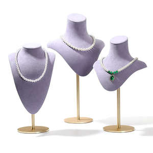 Exhibidor de Joyería de Alta Gama, Busto de Metal y <span class=keywords><strong>Gamuza</strong></span> para Collares, Estuche Exhibidor de Joyería, Maniquí para Exhibición de Joyería - Product Image 3