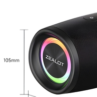 ZEALOT S56 40W Haut-parleur sans fil portable stéréo fort IP67 Haut-parleurs étanches avec basses profondes/lumière LED/carte TF/AUX/haut-parleur TWS