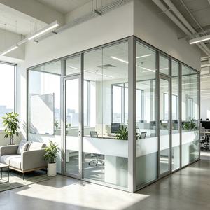 Clear Tempered Low-E Scratch Resistant Safety Glass Partition Wall Custom Straight/Curved <b>Frame</b> Industrial Decoration Modern - Product Image 2