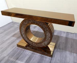 Factory Custom Modern Luxury Glass Crystal <strong>Gold</strong> <strong>Console</strong> <strong>Table</strong> with Mirror - Product Image 1