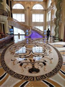 วอเตอร์เจ็ทพื้นหินอ่อนทรงกลมเหรียญกำหนดเองสำหรับทางเข้าวิลล่าล็อบบี้หินขัดมันหรูหราทันสมัยดีไซน์ปูพื้น - Product Image 2