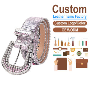 Cinturón de diamantes de imitación personalizado con hebilla plateada, diseño de estampado animal, estilo casual y dulce para mujer - Product Image 1
