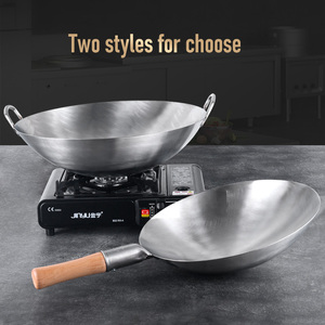 Kengq 32cm-80cm Batterie De Cuisine Wok En Acier Inoxydable Double Oreille Grand Wok Avec Poignées Cuisine Wok En Acier Inoxydable - Product Image 4