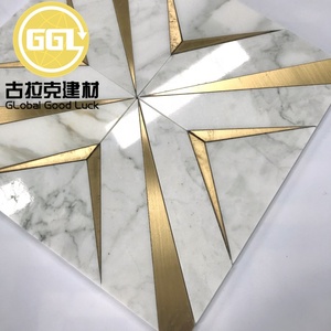 Pietra in ottone marmo intarsio piastrelle a getto d'acqua <span class=keywords><strong>mosaico</strong></span> <span class=keywords><strong>per</strong></span> la cucina backsplash - Product Image 5