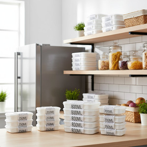 Food Storage Containers Rectangle With Lid 350Ml 700Ml 800Ml For Refrigerator Preservation Sealing - Product Image 1