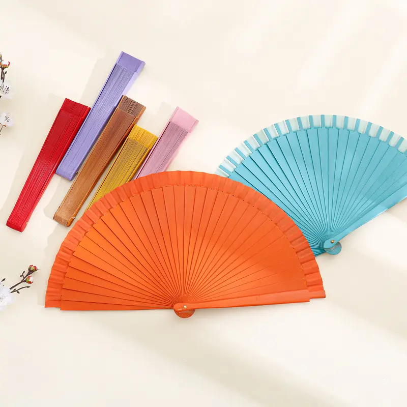 Promotional Gift Beautiful Customized Silk Paper Bamboo Folding Fan Hot Sale All Seasons Outdoor Dance Photography Music Fairy