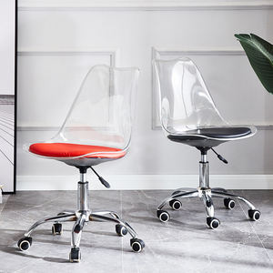 Silla de Comedor Giratoria de Diseño Nórdico con Base de Metal Tulip, Asiento Acolchado de Plástico PP y Ruedas - Product Image 6