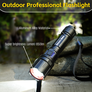 Đèn pin laser tầm xa cắm trại <span class=keywords><strong>650LM</strong></span> 15W siêu sáng, công suất cao, sạc lại được, đèn pin chiến thuật <span class=keywords><strong>LED</strong></span> - Product Image 5