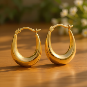 Orecchini a Cerchio Dorati per Donne, Placcati in Oro 18K, Stile Classico, Gioielli alla Moda - Product Image 2