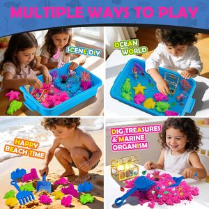 Jouets <span class=keywords><strong>de</strong></span> bac sensoriel océanique avec animaux marins, kit <span class=keywords><strong>de</strong></span> sable artistique pour bac à sable, jouets <span class=keywords><strong>de</strong></span> plage pour enfants - Product Image 4