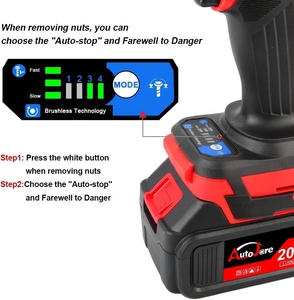 Cordless Impact <b>Wrench</b> Kit 20V Lithium-Ion Brushless Motor 1/2-Inch Drive 380N.m Torque 3kg Weight 6 Sockets Charger Adjustable - Product Image 3