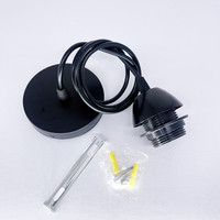 Kit de suspension pour lampe suspendue en métal noir, support de lampe E27 E26, plafonnier, luminaire suspendu DIY avec matériel de fixation