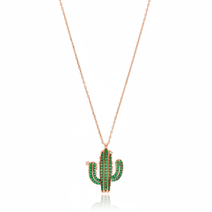 Green Cactus <b>Emerald</b> CZ Stone with Minimal Star Design <b>Pendant</b> Turkish Handmade 925 Sterling Silver Jewelry - Product Image 2