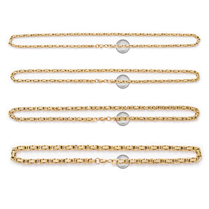 Bracelet et collier en chaîne byzantine plaqué or - Acier inoxydable PVD 18K, étanche et hypoallergénique - Product Image 5