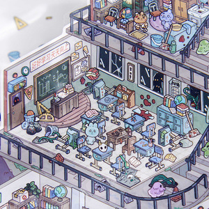 Jhm สติกเกอร์ DIY ฉาก3ชั้นวิลล่าออกแบบฉากขนาดเล็ก3D ฉากสติกเกอร์ซ้อนและวาง - Product Image 3