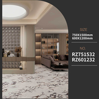 Carrelage en porcelaine brillant effet marbre 750x1500mm pour sol et mur, salle de bain, villa, salle à manger - Surface polie et émaillée
