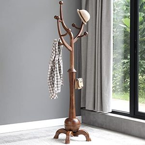 ठोस लकड़ी कोट रैक लकड़ी हॉल ट्री कोट रैक गोल हुक के साथ खड़ा है - Product Image 6