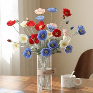 Venda quente Única Papoula Flores Anêmona Branco Artificial Mar Anêmona Flor para Casa Decoração Interior Do Casamento - Product Image 3