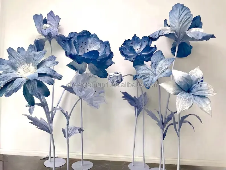 2024 popolare di qualità di fabbrica fiori artificiali giganti di carta fiori di seta fiori giganti matrimonio evento finestra decorazione