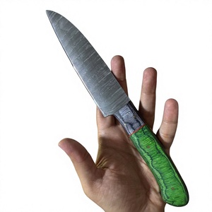 Ensemble de couteaux de cuisine en acier Damas, 5 pièces, manche en bois, lames droites, couteaux de chef, lame polie, ambidextres, haute qualité, 58-60HRC - Product Image 3