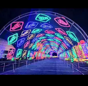 Fabrika düşük fiyat açık dev 3D LED Metal çerçeve festivali düğün dekoratif sokak kemer tünel Motif ışık satılık