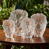 Plaque Tête de Lion en Cristal K9 de Luxe Gravée au Laser, Étanche, Personnalisée, Figurine Roi Lion en Verre, Décoration de Bureau – Vente Directe Usine
