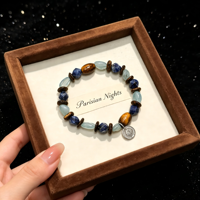 Bracelet Bohème de Guérison en Cristal, Perles Naturelles de Sodalite, Aigue-marine et Bois d'Agar, Bijou Ethnique Unisexe Tendance