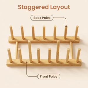 Mutfak Saklama Dolabı Tabak Kase Bardak Tencere Kapağı Kesme Tahtası Kurutma Bambu Organizer Raf <span class=keywords><strong>Stand</strong></span>ı Dayanıklı Katlanmayan - Product Image 4